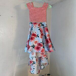 Speechless Kids, High-Low Floral Lace Sparkly Sleeveless Dress, Fancy, 10
